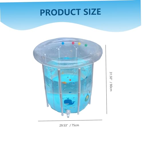 Kinderbecken, 29, 5 x 31, 5 Zoll, aufblasbares Babybecken, Cartoon-Muster, Babyschwimmen mit Drainage, transparentes, versiegeltes PVC, kühlendes Kleinkind für heiße Tage, Partygeschenk – Bild 3