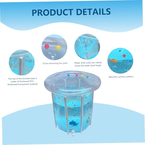 Kinderbecken, 29, 5 x 31, 5 Zoll, aufblasbares Babybecken, Cartoon-Muster, Babyschwimmen mit Drainage, transparentes, versiegeltes PVC, kühlendes Kleinkind für heiße Tage, Partygeschenk – Bild 4