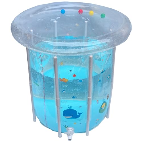 Kinderbecken, 29, 5 x 31, 5 Zoll, aufblasbares Babybecken, Cartoon-Muster, Babyschwimmen mit Drainage, transparentes, versiegeltes PVC, kühlendes Kleinkind für heiße Tage, Partygeschenk – Bild 5