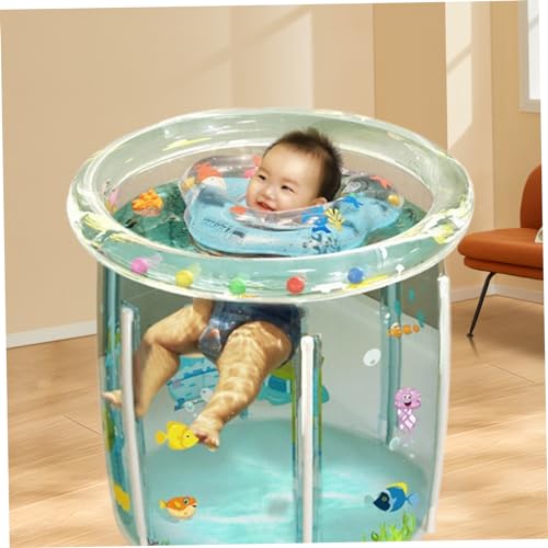 Kinderbecken, 29, 5 x 31, 5 Zoll, aufblasbares Babybecken, Cartoon-Muster, Babyschwimmen mit Drainage, transparentes, versiegeltes PVC, kühlendes Kleinkind für heiße Tage, Partygeschenk – Bild 6