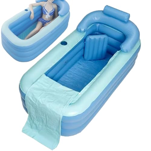 Aufblasbare Badewanne, faltbar, aufblasbar, aus PVC, mit integriertem Boden für Dusche, faltbar, Badartikel für Frauen, Mädchen, Familie, Teenager, Söhne, Tochter, Ehemann, für Männer und Kinder – Bild 8