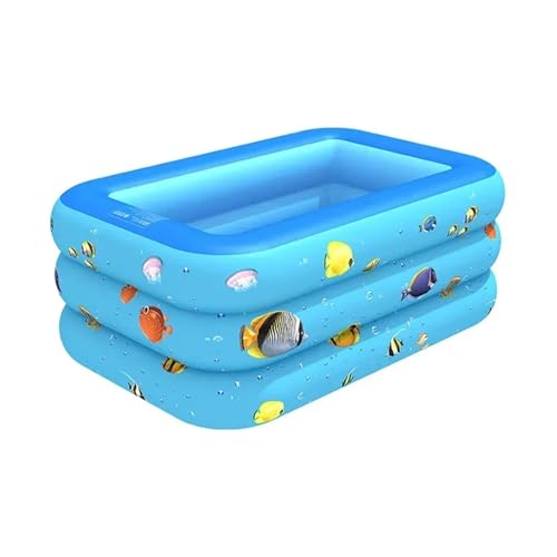 Verdicken Sie großes aufblasbares Schwimmbecken, rechteckiges, PVC-Planschbecken, Badewanne, Sommer-Outdoor-Spielzeug for die Familie(Blue 3-130cm)
