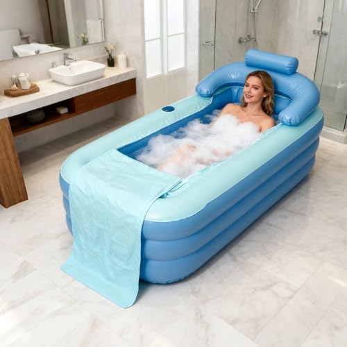 Bohany Aufblasbar – faltbar, PVC, aufblasbar, mit Sitzmatte für Dusche, Spa, Badzubehör für Herren, Sohn, Teenager, Mädchen, Familie, Damen, Frauen, Mädchen | Damen, Sohn, Mädchen – Bild 8