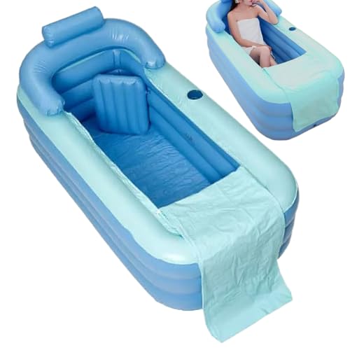 Aufblasbare Badewanne für Dusche – Tragbare aufblasbare aus PVC mit Sitzmatte | Faltbar, Badezimmer für Frauen Mädchen Familie | Ideal für Ehemann Sohn Tochter