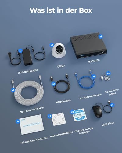 Reolink 12MP Überwachungskamera Set Aussen, 8X PoE IP Kamera Outdoor Innen, 16CH 4TB HDD NVR, Spotlights, Personen-/Fahrzeugerkennung, 2-Wege-Audio, 24/7 Aufnahme, Farb-/IR-Nachtsicht, RLK16-1200D8-A – Bild 9