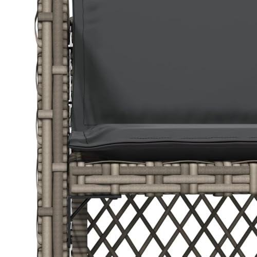 vidaXL Gartenstühle 4 STK., Gartenstuhl mit Kissen, Gartensessel Stuhl für Garten Balkon Terrasse, Sessel Stuhlset Gartenmöbel, Grau Poly Rattan – Bild 8