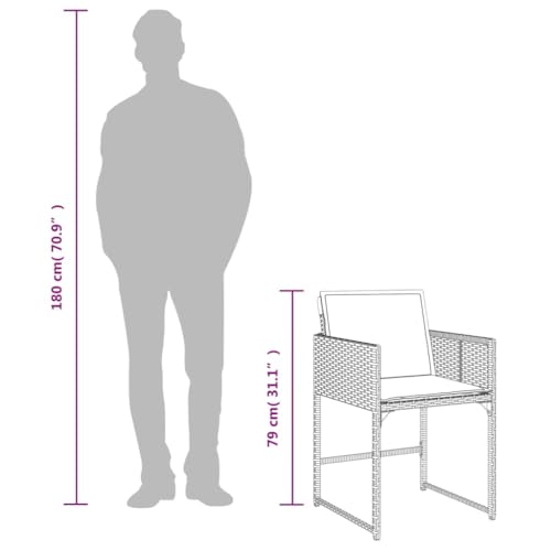 vidaXL Gartenstühle 4 STK., Gartenstuhl mit Kissen, Gartensessel Stuhl für Garten Balkon Terrasse, Sessel Stuhlset Gartenmöbel, Beigemischung Poly Rattan – Bild 3