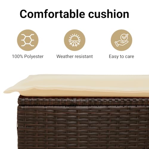 vidaXL Gartenstühle 4 STK., Gartenstuhl mit Kissen, Gartensessel Stuhl für Garten Balkon Terrasse, Sessel Stuhlset Gartenmöbel, Beigemischung Poly Rattan – Bild 5