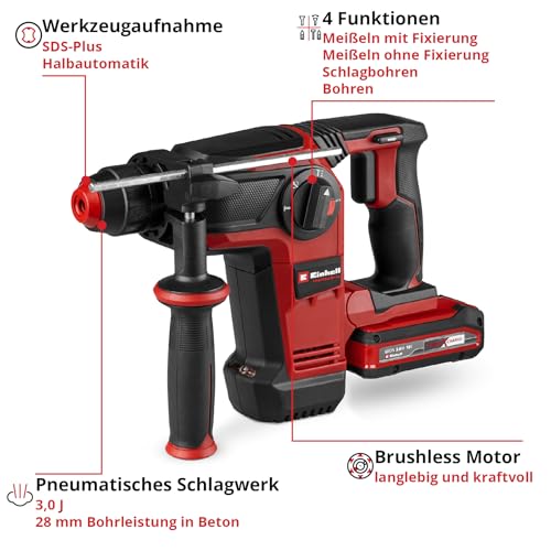 Einhell Professional Akku-Bohrhammer TP-HD 18/28 Li BL 4 (1x 3,0Ah ) Power X-Change (18 V, Brushless, 3 J, SDS-plus, 4 Funktionen, Zubehör, inkl. 3,0 Ah Plus Akku Ladegerät) – Bild 3