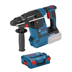 Bosch Professional 18V System Akku Bohrhammer GBH 18V-26 (SDS Plus, Bohr-Ø max: Beton/Stahl/Holz 26/13/30mm, inkl. Zusatzhandgriff, Tiefenanschlag 210mm, Maschinentuch, L-BOXX, ohne Akku/ Ladegerät)