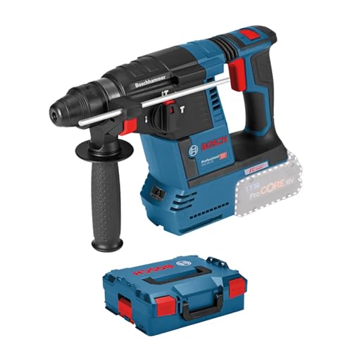 Bosch Professional 18V System Akku Bohrhammer GBH 18V-26 (SDS Plus, Bohr-Ø max: Beton/Stahl/Holz 26/13/30mm, inkl. Zusatzhandgriff, Tiefenanschlag 210mm, Maschinentuch, L-BOXX, ohne Akku/ Ladegerät)