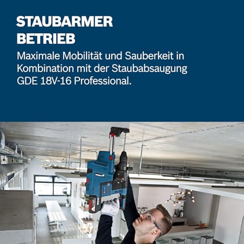 Bosch Professional 18V System Akku Bohrhammer GBH 18V-26 (SDS Plus, Bohr-Ø max: Beton/Stahl/Holz 26/13/30mm, inkl. Zusatzhandgriff, Tiefenanschlag 210mm, Maschinentuch, L-BOXX, ohne Akku/ Ladegerät) – Bild 6