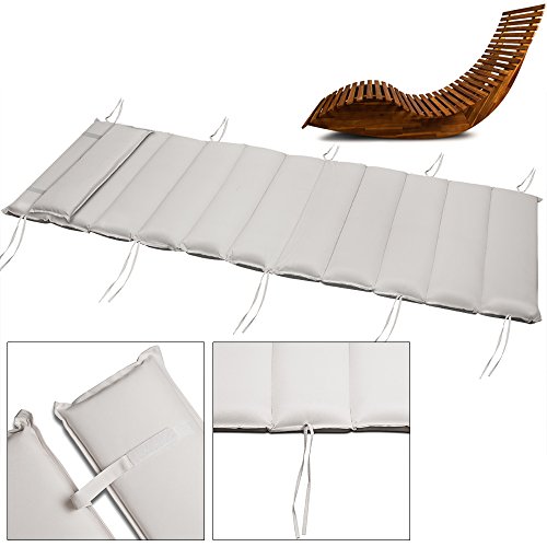 Casaria® 2X Sonnenliege inkl. Auflage 2 Personen Creme Klappbar Wetterfest Holz Garten Liege Ergonomisch 160kg Belastbarkeit FSC®-Zertifiziert Schwungliege Set Balkon 195x60cm – Bild 6