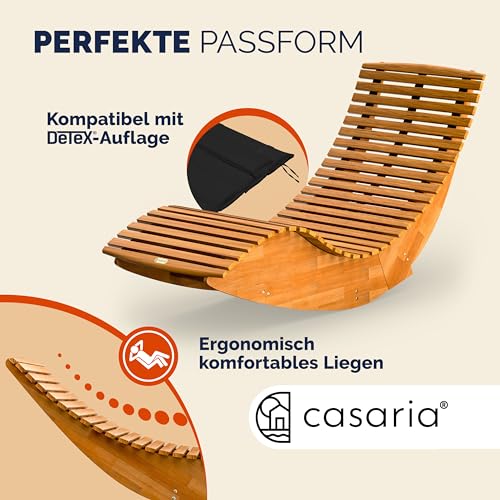 Casaria® 2X Sonnenliege inkl. Auflage 2 Personen Creme Klappbar Wetterfest Holz Garten Liege Ergonomisch 160kg Belastbarkeit FSC®-Zertifiziert Schwungliege Set Balkon 195x60cm – Bild 9