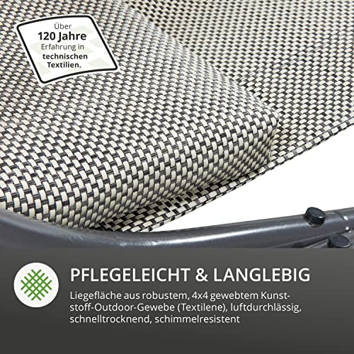LECO Outdoor-Doppelliege Original – Sonnenliege, Gartenliege mit Sonnendach für zwei Personen wetterfest - Gestell natur – Bild 6