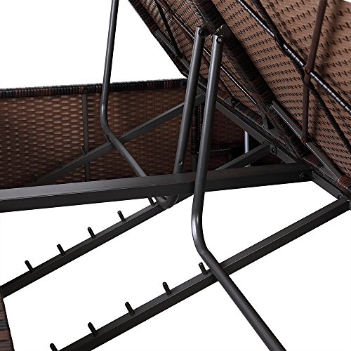 Casaria® Sonnenliege 2 Personen mit Klapptisch 7cm Auflagen Wetterfest Gartenliege 400kg Belastbar Liegestuhl Verstellbar Braun Creme 196x116cm – Bild 10