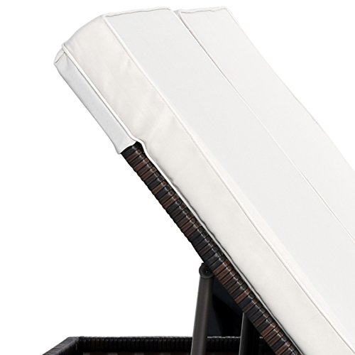 Casaria® Sonnenliege 2 Personen mit Klapptisch 7cm Auflagen Wetterfest Gartenliege 400kg Belastbar Liegestuhl Verstellbar Braun Creme 196x116cm – Bild 9