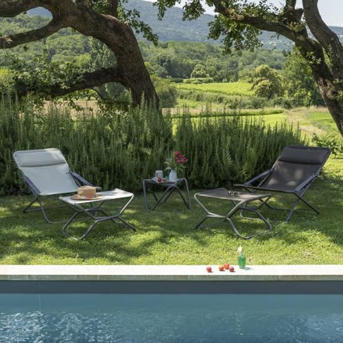 LAFUMA MOBILIER - Faltbare Mehrpositionen-Sonnenliege TRANSABED - Widerstandsfähiges Batyline-Gewebe - Sonnenliege für Terrasse, Pool und Garten - 3 Positionen, Höchster Komfort, Frankreich - Roggen – Bild 8