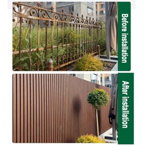 Holz Kunststoff Verbundzaun Paneele Outdoor 3D Lamellen Wandpaneel für Balkon Außenwand Dekoration Barriere Fechten – Bild 3