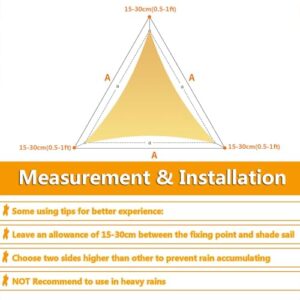 Alternative view of Sonnensegel, dreieckig, strapazierfähig, wasserdicht, UV-Block, 95 %, perfekt für Terrasse, Hinterhof, Terrasse, Rasen, Outdoor, Sonnenschutz für ultimativen Schutz, 3 x 3 x 3 m
