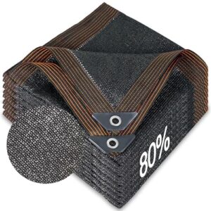 4 x 10 m schwarzer Sonnenschutz, 80 % UV-Schutz, mit Ösen für Terrasse, Pergola, Hinterhof, strapazierfähiges, durchlässiges Netz, Plane, Schattennetz