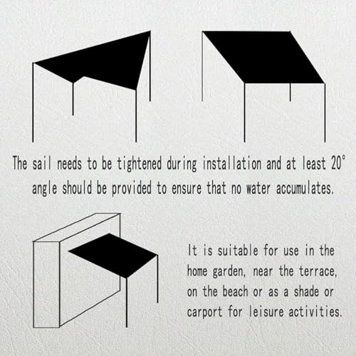 Sonnensegel Wasserdicht Rechteckig 250 x 450 cm mit UV Schutz Terrasse Sonnensegel Sonnenschutz Windschutz für Balkon Garten Terrasse, Weiß – Bild 6