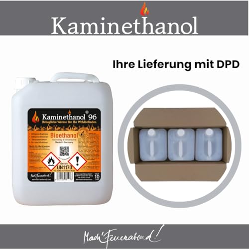 Kaminethanol Icking 120 Liter Bioethanol 96,6% (12 x 10 L) Premium Qualität - direkt vom Hersteller für Ethanol Kamine, Alkohol-Brenner, Terrasenfeuer, Raumfeuer und Gartenfackeln – Bild 7