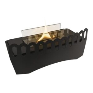 Tenderflame TE180/C, Kaminofeneinsatz aus Edelstahl, 1.100 ml Tank, ca. 3 Stunden Brenndauer, Geruchslos Schwarz