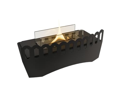 Tenderflame TE180/C, Kaminofeneinsatz aus Edelstahl, 1.100 ml Tank, ca. 3 Stunden Brenndauer, Geruchslos Schwarz