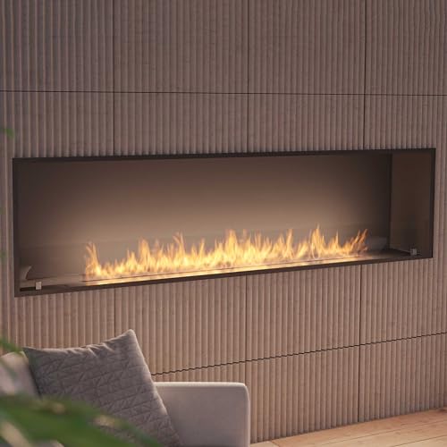 OutInFire Bioethanol-Kamin zum Einbau, aus Edelstahl, schmal, 200 cm – Bild 6