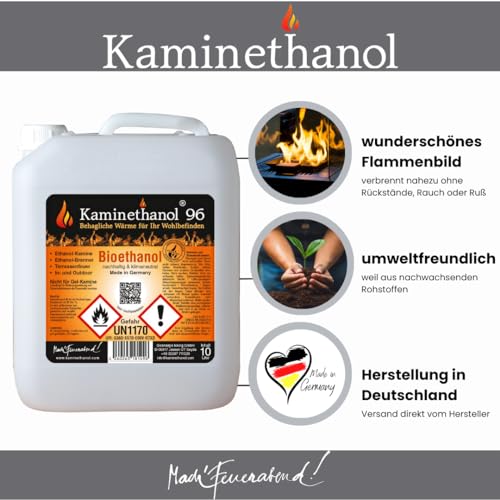 150L Bioethanol 96,6% Ethanol 150Liter Bio Alkohol 10 L Kanister Kamin Ausgießer – Bild 5