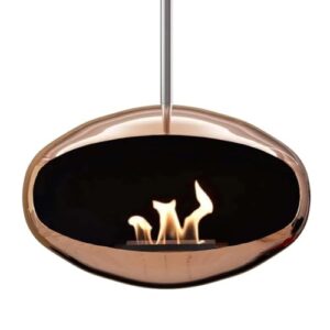 Cocoon Aeris, poliertes Kupfer, moderner Designer-Kamin, 2.0 Brenner, 3 kW, je nach Variante.