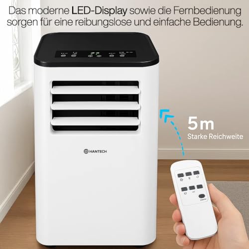 HANTECH Mobile Klimaanlage 9000 BTU |AC-A016-09KR2 | 3-in-1 Kühlgerät mit Ventilator & Entfeuchter | Effiziente Kühlung bis 33 m² | Inkl. Fernbedienung & Abluftschlauch – Bild 6