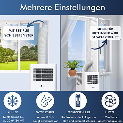 KLIM K9000 | 3-in-1 mobile Klimaanlage NEU mit integrierter Entfeuchtungsfunktion, Ventilator und Kühlmodus Fernbedienung 9000 BTU tragbare Klimaanlage mobil 5 JAHRE SCHUTZ – Bild 4