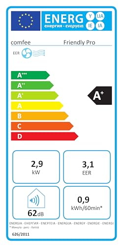 Comfee Mobiles Klimagerät Umweltfreundliches KältemittelPro, 3-in-1 Klimaanlage mit Abluftschlauch, Kühlen und Entfeuchten und Ventilieren, 10000 BTU, 2,9kW, für Räume ca. 80 m³(32 ㎡), EEK A – Bild 14