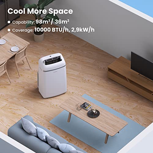 Comfee Mobiles Klimagerät Umweltfreundliches KältemittelPro, 3-in-1 Klimaanlage mit Abluftschlauch, Kühlen und Entfeuchten und Ventilieren, 10000 BTU, 2,9kW, für Räume ca. 80 m³(32 ㎡), EEK A – Bild 6