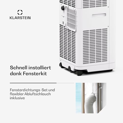 Klarstein Mobile Klimaanlage mit Abluftschlauch - 7000 BTU, 3-in-1, Leise & Energieeffizient, Smart Control via App & Fernbedienung, mit Fensterdichtungsset, R290 Kühlmittel, Für Räume bis 25 m² – Bild 6