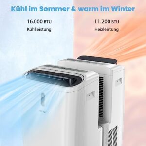 Alternative view of COSTWAY Klimaanlage mobil 16000BTU, Klimagerät mit Abluftschlauch, 5 in 1 Kühlen & Heizen & Entfeuchten & Belüften & Schlafmodus für Räume bis zu 150 m³, Fernbedienung/App, 24H Timer, 4700W, ≤57dB