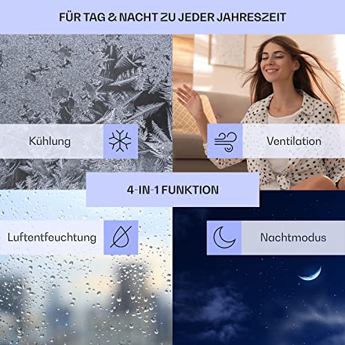 Klarstein Mobile Klimaanlage mit Abluftschlauch, 3-in-1 Klimagerät mit Ventilator & Luftentfeuchter, Kleine & Portable für Wohnung & Büro, Nachtmodus, 10000 BTU AC mit Niedrigem Verbrauch – Bild 3