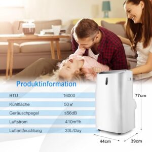 Alternative view of SOARS Klimaanlage mobil, 16000BTU 4,7kW, Kühlen & Heizen & Ventilieren & Entfeuchten, Klimagerät mit Abluftschlauch, Fernbedienung/App, 24H Timer, für Räume bis zu 50m² (16000BTU 4,7kW)