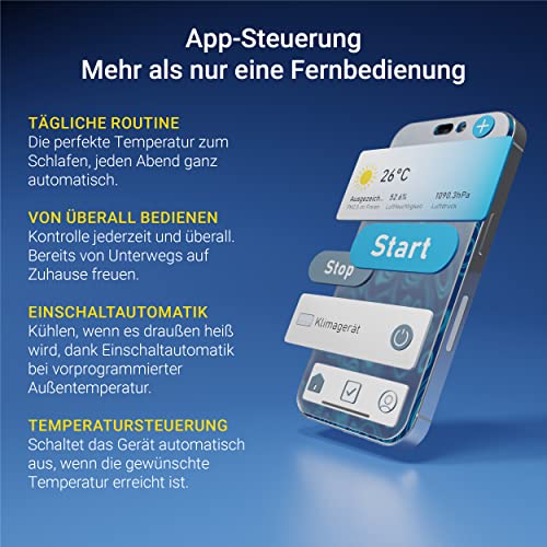 Suntec Wellness Mobiles Klimagerät Coolfixx 12000 BTU APP - Klimaanlage mobil und leise mit Smart App Steuerung – Entfeuchter für Räume bis 60 qm – Mobile Kühlung & Heizung für zuhause – 12.000 BTU – Bild 3