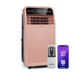 Klarstein Mobile Klimaanlage mit Abluftschlauch, 4-in-1 Klimagerät mit Ventilator, Luftentfeuchter & Nachtmodus, Kleine & Portable Klimaanlage mit App-Steuerung, 12000 BTU Niedrig Verbrauch