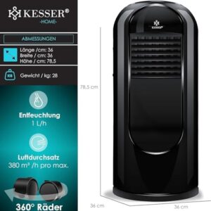 Alternative view of KESSER® Klimaanlage Mobil Klimagerät Sky Tower 4in1 kühlen, Luftentfeuchter, lüften, Ventilator - 9000 BTU/h (2.600 Watt) 2,7KW - Klima, Fernbedienung und Timer, Nachtmodus (EEK: D), Schwarz