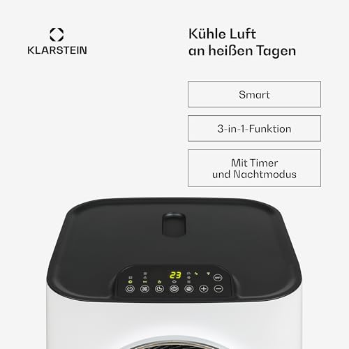 Klarstein Kraftwerk Smart 12K Mobiles Klimagerät – 12000 BTU, 35-59 m², App & Alexa Steuerung, 3-in-1 Kühlung, Entfeuchter & Ventilator, Leise, Timer, Ablaufschlauch Inkl., Weiß – Bild 3