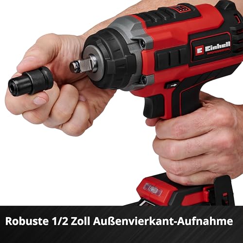 Einhell Professional Akku-Schlagschrauber IMPAXXO 18/450 (1x4,0Ah) Power X-Change (18 V, 450 Nm, Brushless, Außenvierkant-Aufnahme, inkl. 4 Ah Akku, Ladegerät, Nuss-Set) – Bild 7