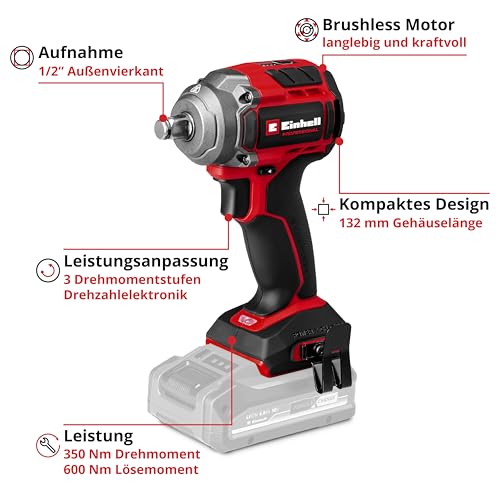 Einhell Professional Akku-Schlagschrauber TP-CW 18/350-C Li BL-Solo Power X-Change (18 V, 350 Nm Drehmoment, 600 Nm Lösemoment, Brushless, Außenvierkant-Aufnahme, ohne Akku) – Bild 4