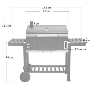 Alternative view of TAINO HERO XXL Holzkohlegrill Set Abdeckhaube Grillplatte Smoker Grillwagen BBQ