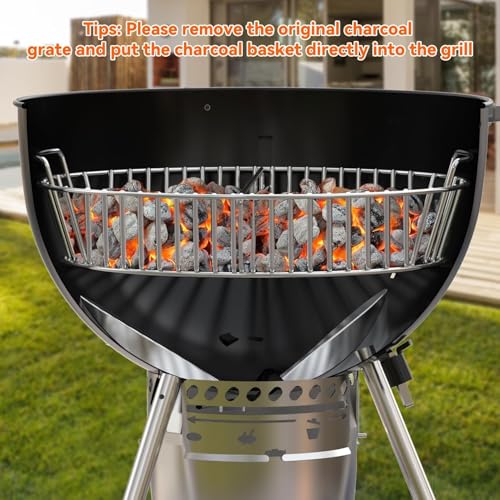 Onlyfire Holzkohlenaschenkorb aus Edelstahl für 57cm Holzkohlegrill,Kohlekorb für 57cm Weber Kugelgrill – Bild 7