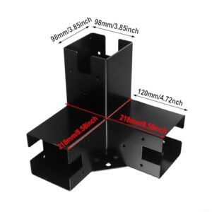 Alternative view of Bulevisiter 3-Wege-Eckwinkel mit Pfostenfuß für Pergolen, robuste Stahl- und Aluminiumlegierung, 218 x 218 x 120 mm, kompatibel mit Holzbalkenstrukturen, Schwarz (Sockel 3T)