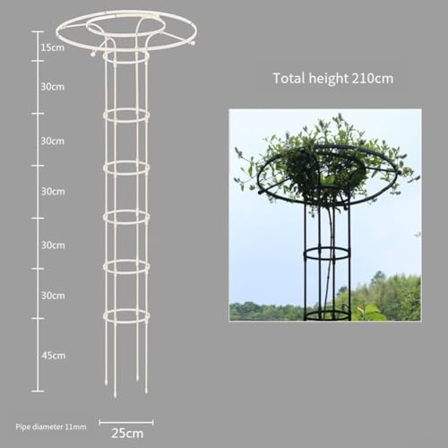 Desiumite Weißer PVC-Pflanzenstützrahmen für Kletterranken, gewölbtes Gartenspalier für Rosen, Tomaten und Gemüse, wetterbeständiges Pflanzengitter für den Außenbereich, 90–210 cm (210 cm) – Bild 3